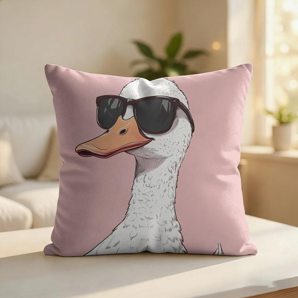 Cute Funny Goose Duck Art Cushion Cover Silky Short Plush Invisible Zipper Dustproof Sofa Pillow Case For Home Decor