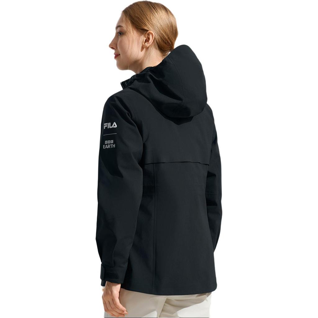 Fila Moisture Wicking Hooded Two Piece Inner Liner Waterproof Windproof Warm Jacket Women Jacket Deep-Black A11W447907FBK
