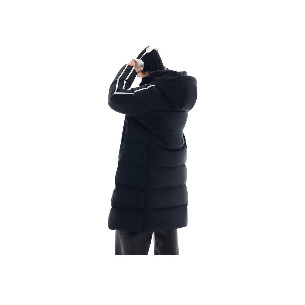 Anta Quick Warm Water-Resistant Duck Down Padded Long Hooded Zipper Coat Unisex Outerwear Basic-Black 972448901-4