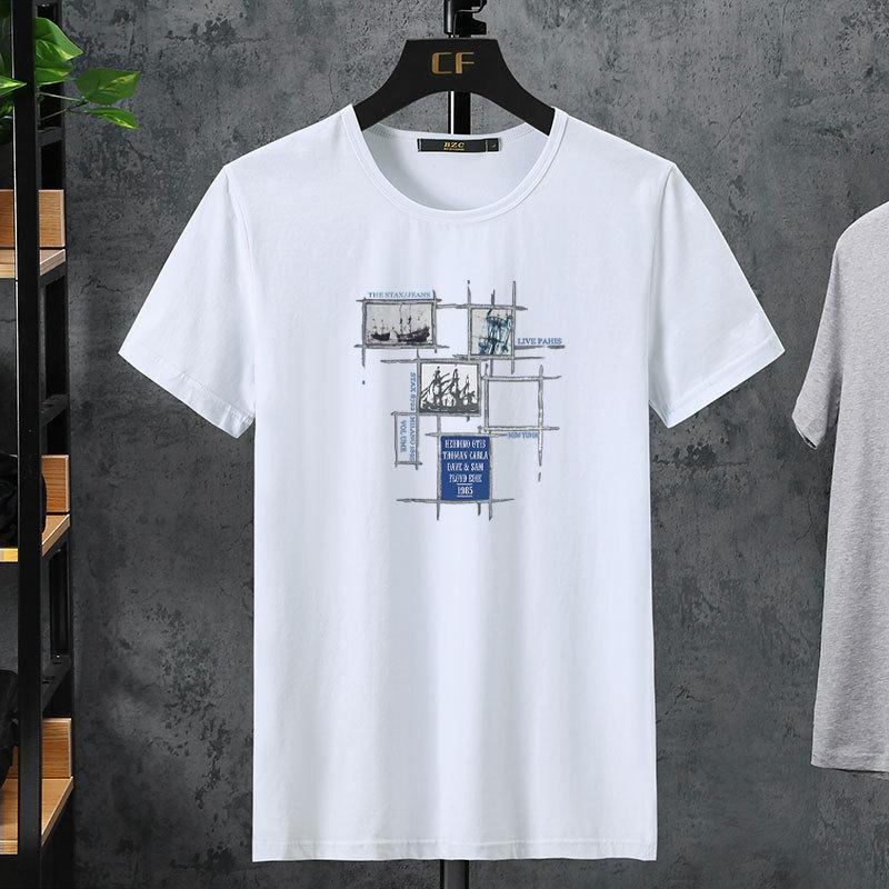 Мужская летняя эластичная мужская хлопковая футболка с короткими рукавами — фото 3