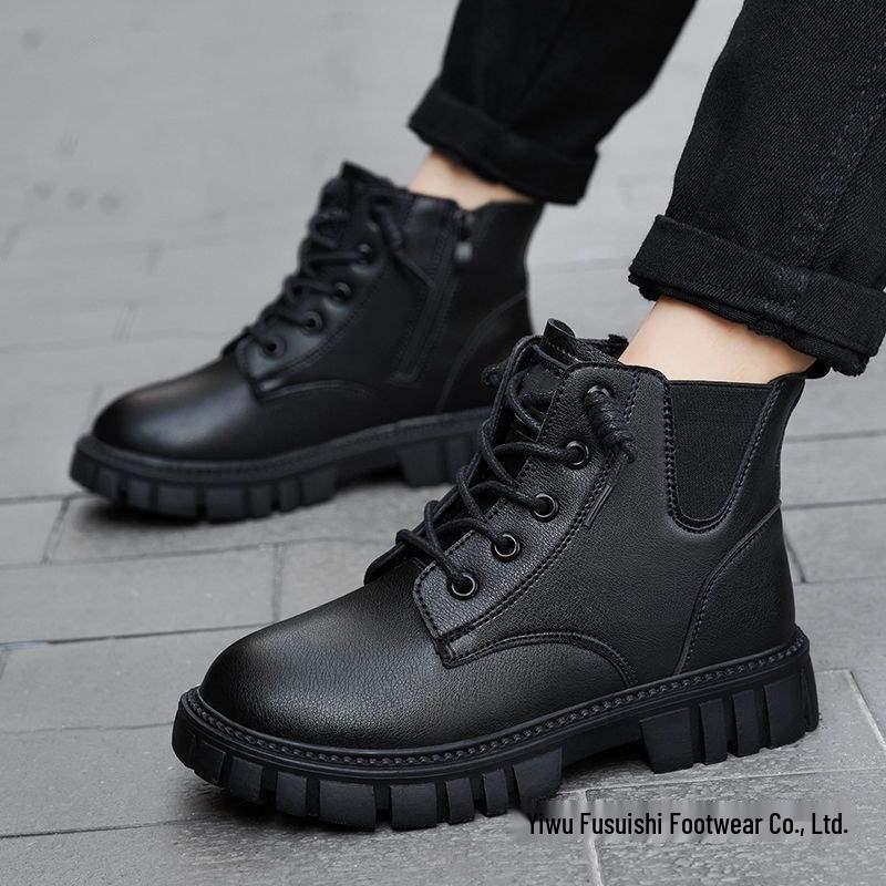 Stylish British-Style Children's Leather Boots - Non-Slip Martin Boots for Boys & Girls, Perfect for Autumn/Winter