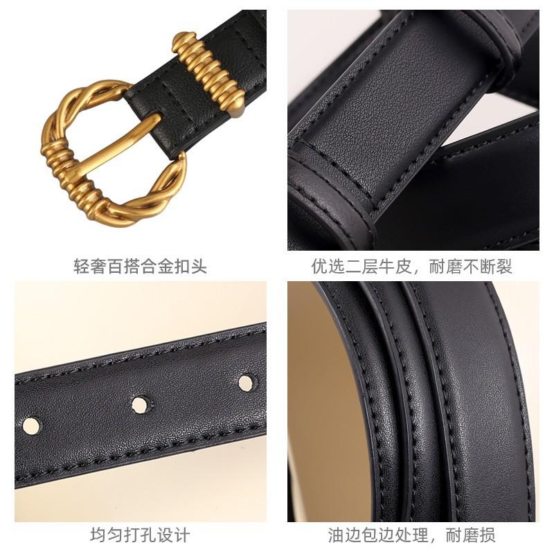 Womens Genuine Leather Belt 2.3cm Width Slim Waistband Jeans Office Casual Style 2026