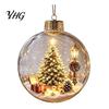 Xmas Fireplace Hanging Ornaments Glowing Christmas Story Ornament, Light-Up 3D Ball with Warm LED, Mini Garden Holiday Scene Clear Decoration