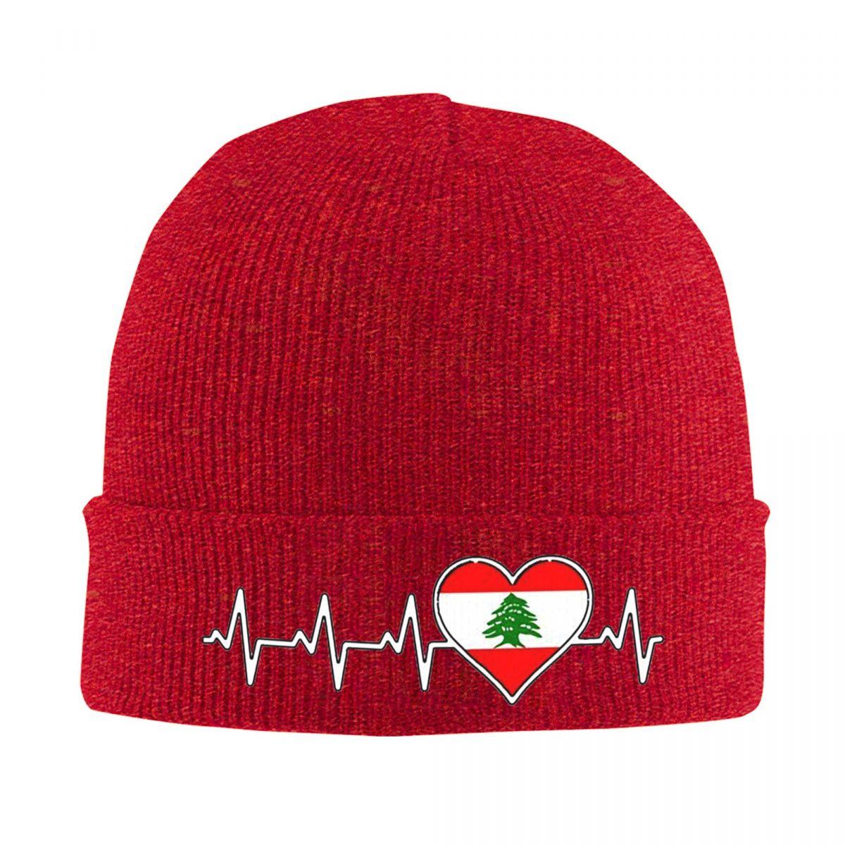 

I Heart Lebanon Lebanese Flag Warm Knitted Cap Fashion Bonnet Hat Autumn Winter Outdoor Beanies Hats for Men Women Adult One Size