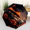 Flaming Car, Digital Art Themed Automatic Opening and Closing Umbrella, Compact Travel Umbrella, Lightweight and Portable, Suitable for Beac