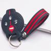 Soft Silicone Smart Key Sleeve for Smart Fortwo 451 Forfour 453 Mercedes-Benz with Keychain Honeycomb Texture Metal Keychain Smart Key Fob Sleeve