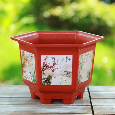 Practical Plastic Flower Pot Resin Thickened Hydroponic Planter Large-diameter Garden Supplies Hexagonal Pot
