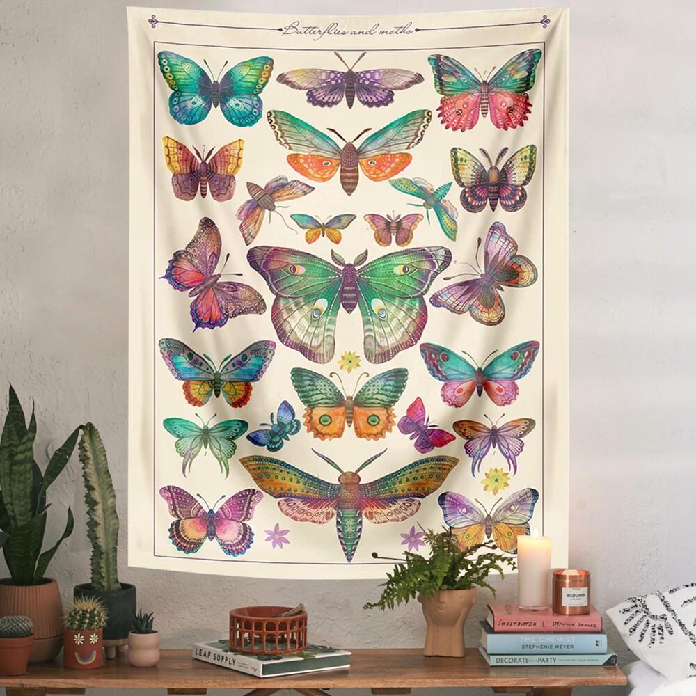 Vintage Butterfly Tapestry Natural History Wall Hanging for Bedroom Living Room Dorm Retro Aesthetic Home Decor