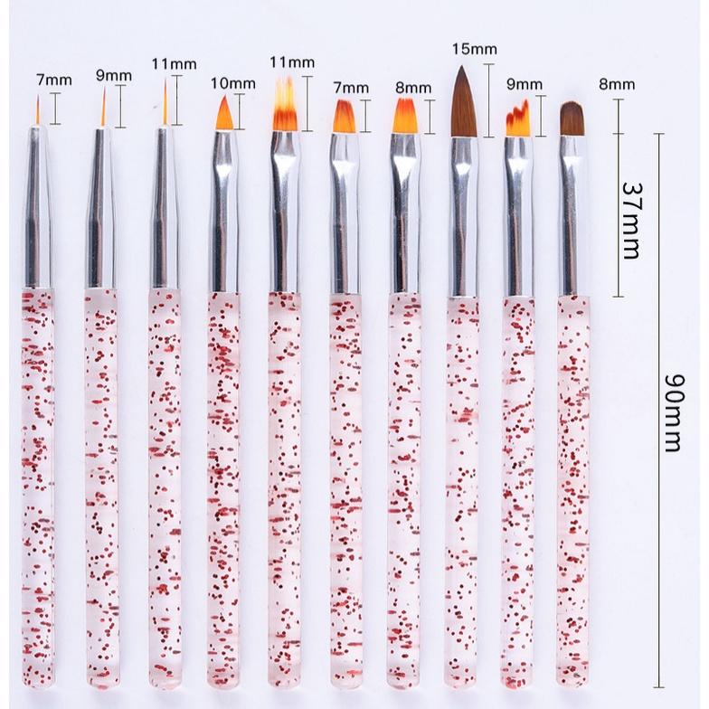 10Pcs Pincéis de unha Delineador de unha Pincéis UV Nail Art Pintura Desenho Canetas degradê Ferramenta de manicure