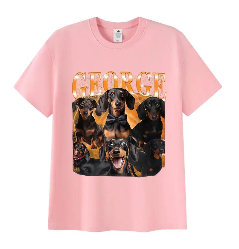 George Dog Funny Meme Graphic T Shirt Men Casual Fashion Cotton Short Sleeve T-shirts Unisex Vintage High Quality Cotton T-shirt