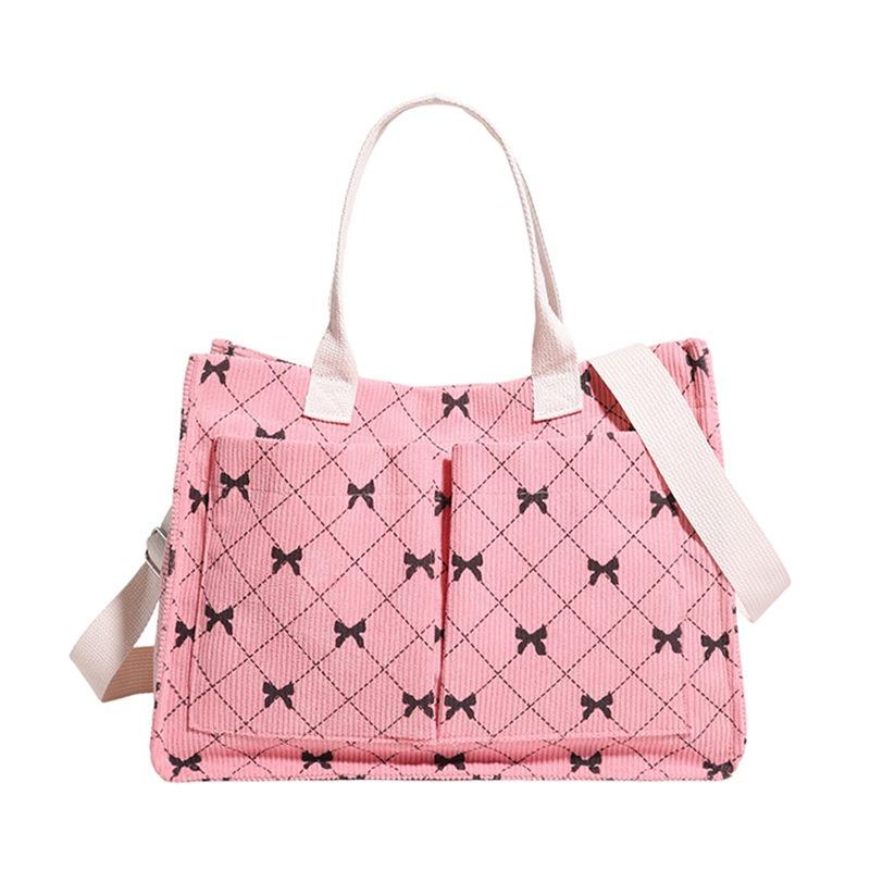 Bow Printed Tote Bag Women's New Autumn Casual Bag Storage Bag Fashionable Large-capacity Handbag