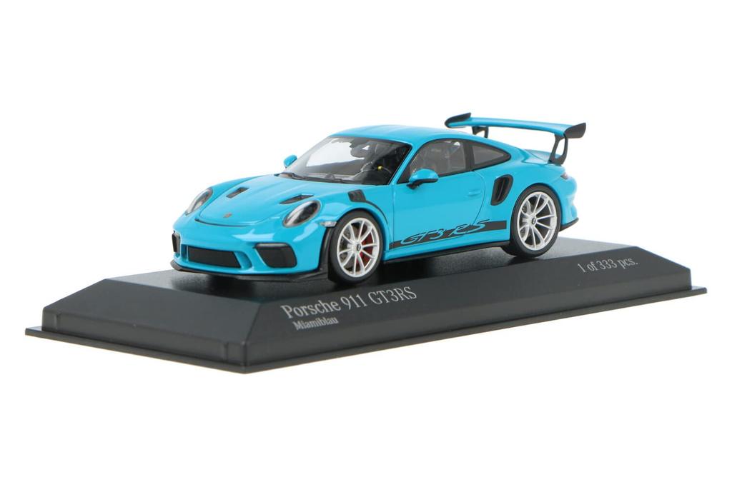 Minichamps Porsche 911 GT3 RS 2018 Miami Blue with Silver Limited to 333 units 1/43 (991 2) Rims,