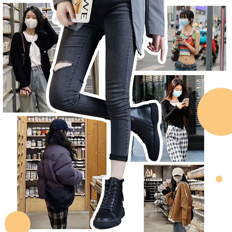 Custom Leather Martin Boots Women's Winter Skinny Fleece Boots Retro Large Size Knight Short Boots Versatile Brown Women's Boots