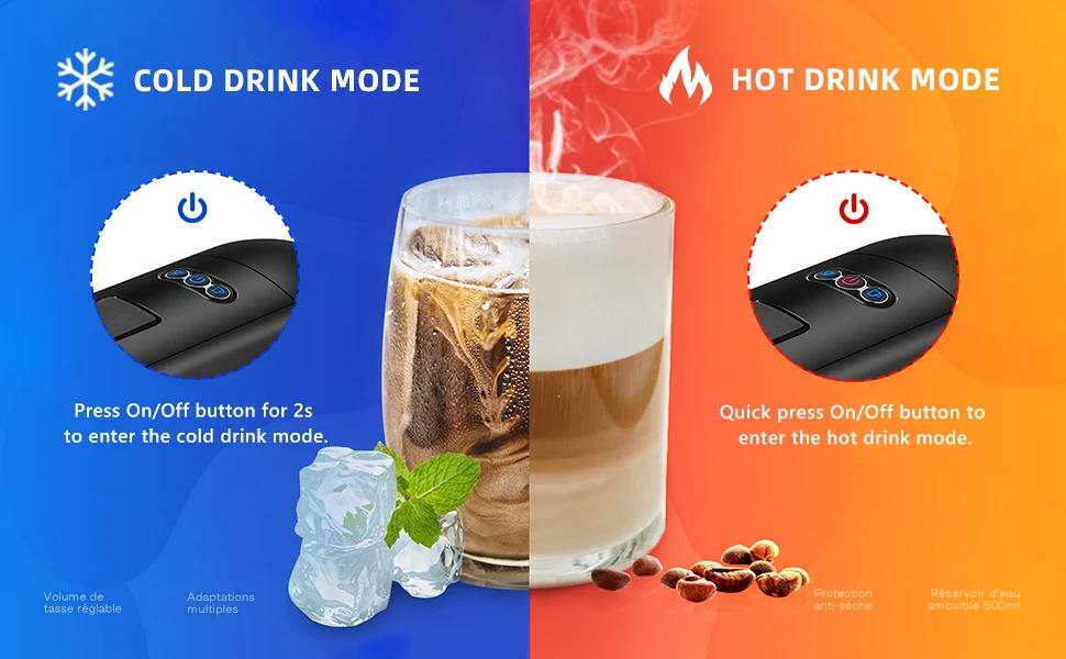 HiBREW H1A 4v1 Kávovar, 19bar Espresso kávovar, Kávovar na kapsle Horký & Studený Kompatibilní s Nespresso, Dolce Gusto & Mletou kávou
