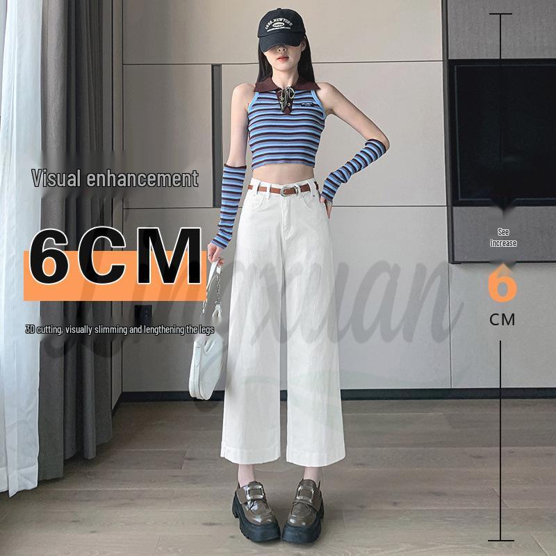 

Petite High-Waisted Drapey Cropped Wide-Leg Jeans - Spring 2026 Retro Style for Women S брудно-білий