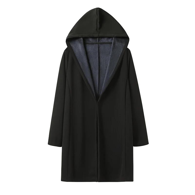 

Мужской Повседневный Длинный Тренч с Капюшоном Кейп Ветровка 2026 Весна Мужская Мода Панк Хип-Хоп Кардиган Уличный Плащ Тренч Унисекс L чёрный