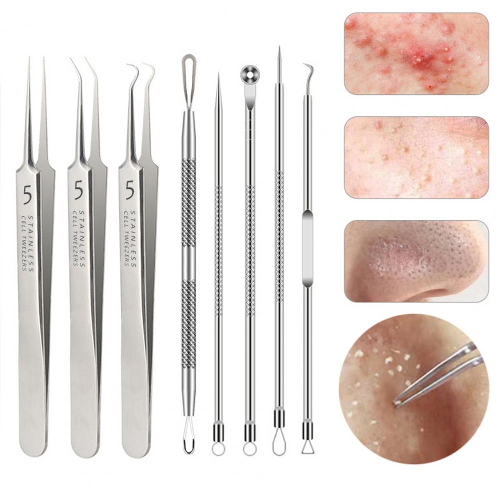 Blackhead Remover Kit Stainless Steel Acne Needle Tweezers Set for Facial Cleansing Tools Professional Pimple Popping Tools