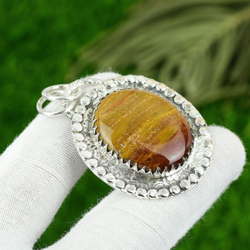 Natural Mookaite Gemstone Pendant 925 Sterling Silver Indian Jewelry For Girls