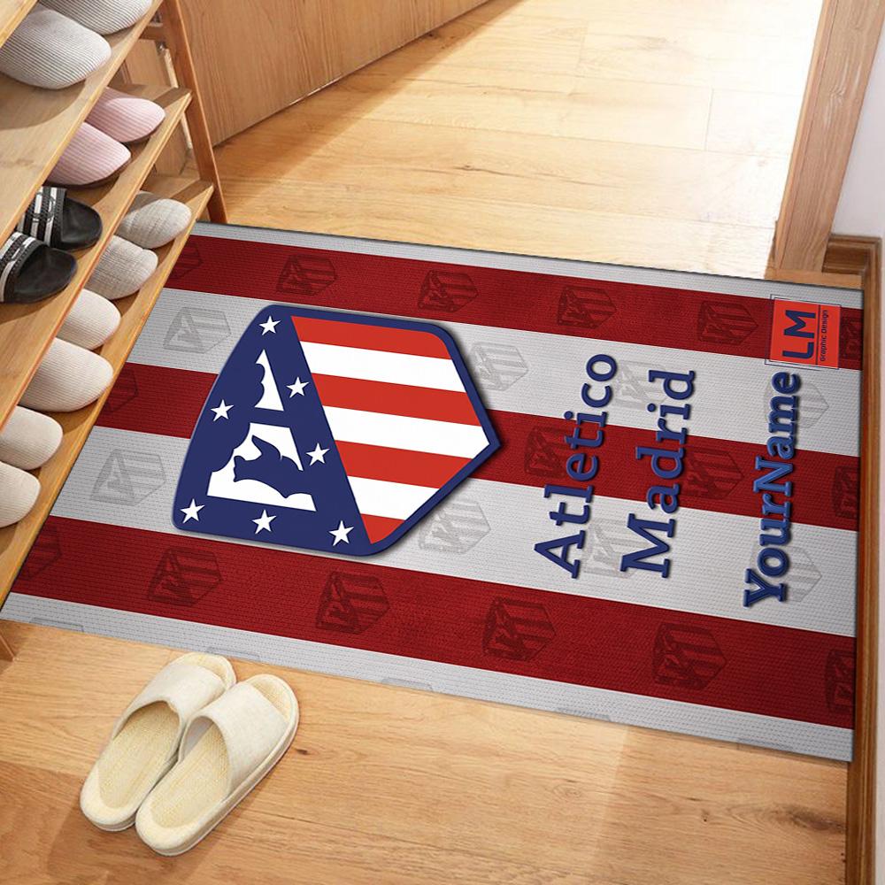 Atletico Madrid Personalized Name Carpet Perfect for Living Rooms Kitchen Outdoor Hallway Anti-slip Rug Office home decor Perfect Gift for Women/Men