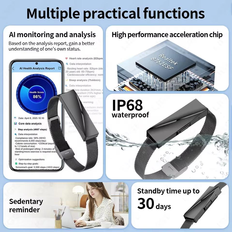 Anruferinnerung Smartwatch Armband für Männer Frauen Sport Fitness Tracker Smart Armband Herzfrequenz Blutsauerstoffmonitor Schrittzähler