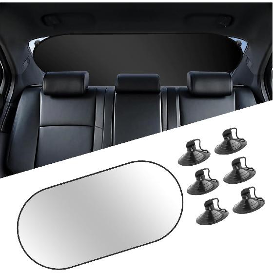 39.37X19.76 Car Rear Window Sun Shade,Foldable Car Window Shades With 6 Suction Cups For Blocking Sunlight,210T Titanium Silver Cars Sun Shade For