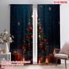 2pcs,2D Plane Printing Curtain Popular Christmas Tree Gifts Candles Star (2) Durable Polyester (without Rod) Holiday Ldeal for