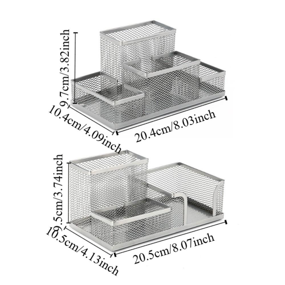 3/4 Grid Metal Mesh Pen Holder Large Capacity Makeup Brush Storage Bucket Bedroom Decoration