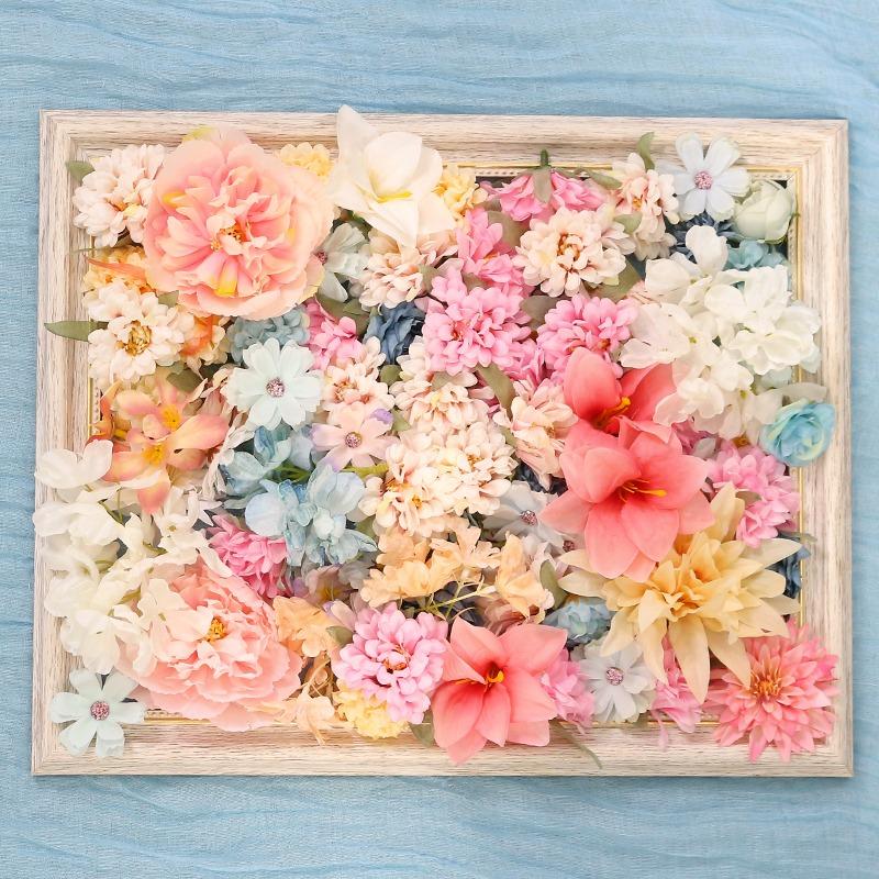 Multiple Sizes Mix Artificial Flowers Silk Fake Flowers for Home Decor Wedding Decoration Bride Clothing DIY Craft Gifts Garland