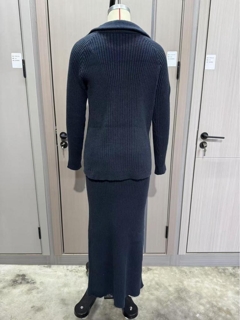 Autumn 2025 Women's Knit Sweater & Midi Skirt Set – European/American Fashion
