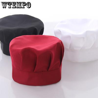 WTEMPO 1 gorro de trabajo para cocina, restaurante, hotel, camarero, panadero, chef, gorro de cocina para adultos, gorro plisado con banda elástica