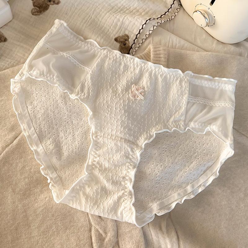Plus Size Ladies Sweet Comfortable Breathable Girl Cute Bow Mid Waist Panties