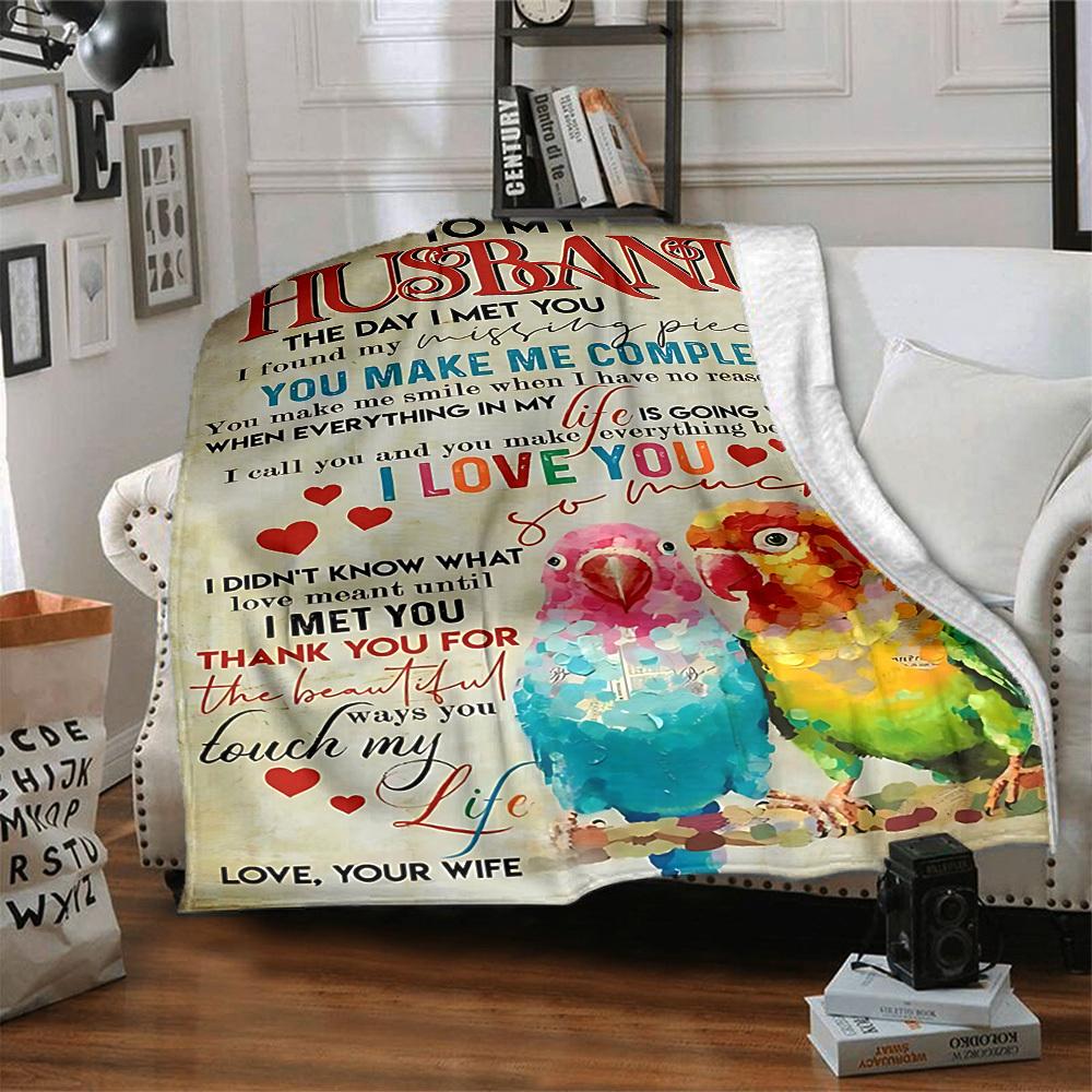 1pc To Husband Love Quote Blanket - Perfect Gift for Birthdays, Christmas & Halloween- Soft, Warm & Versatile Yy250909207