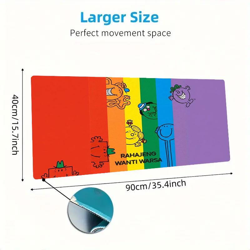 Mr. Men Little Miss Large Size Mouse Pad Large Gaming Table Cushion Non-slip Laptop Tablet Big Mousepad XXL Mat Mini PC Playmat With Lock edge