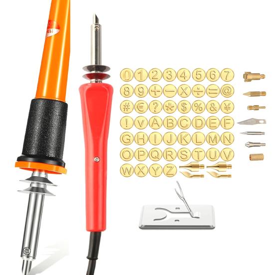 Koka dedzināšanas komplekts ar zīmogiem Koka pildspalva ar alfabēta ciparu zīmogiem