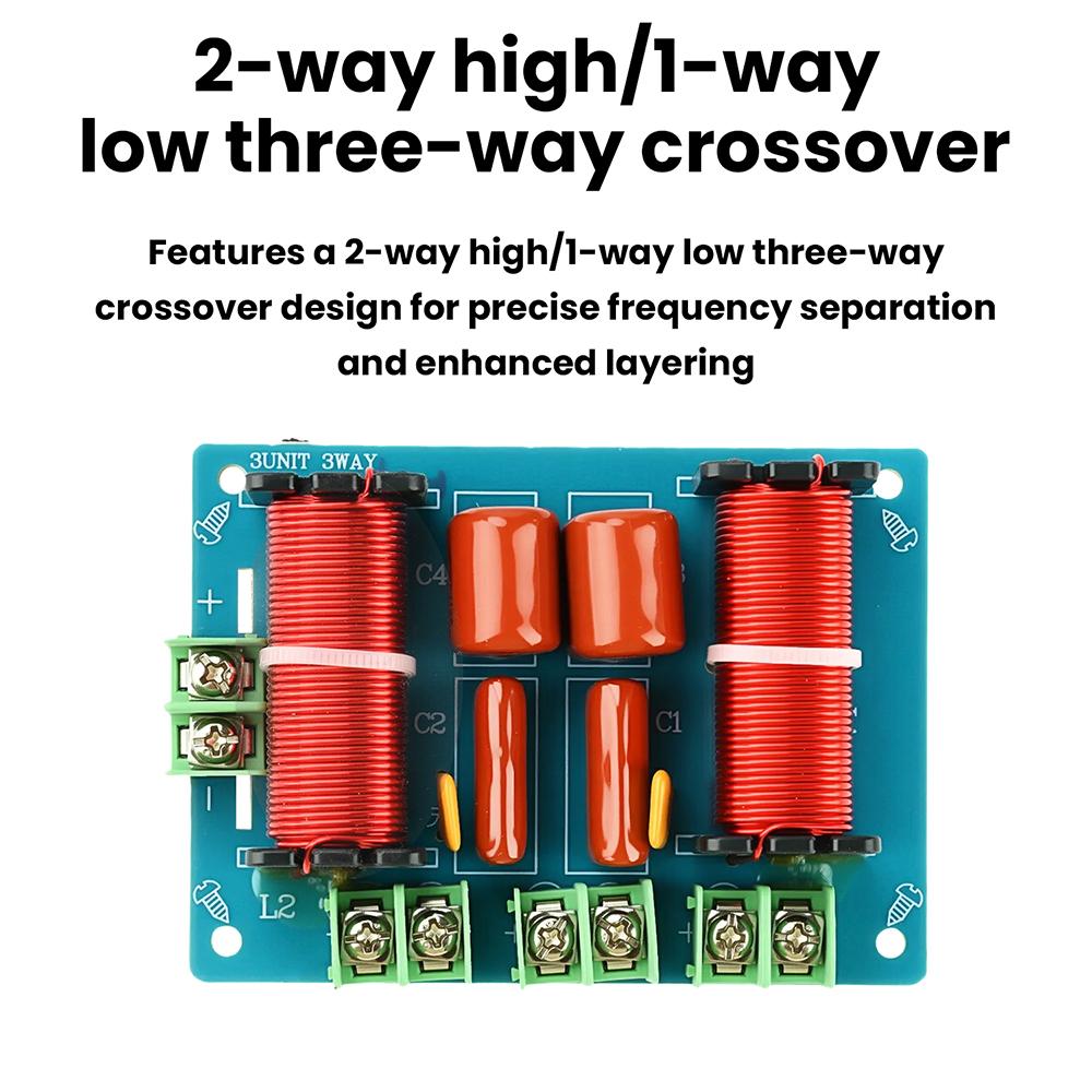 250W 2 High 1 Low 3-Way Crossover HiFi Audiophile Grade Home Speaker Crossover Solderless WEAH-360 for Speaker Modification