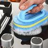 2Pcs Flexible Plastic Sponge Cleaning Fibre Cotton Bathroom Bathtub Brush With Handle