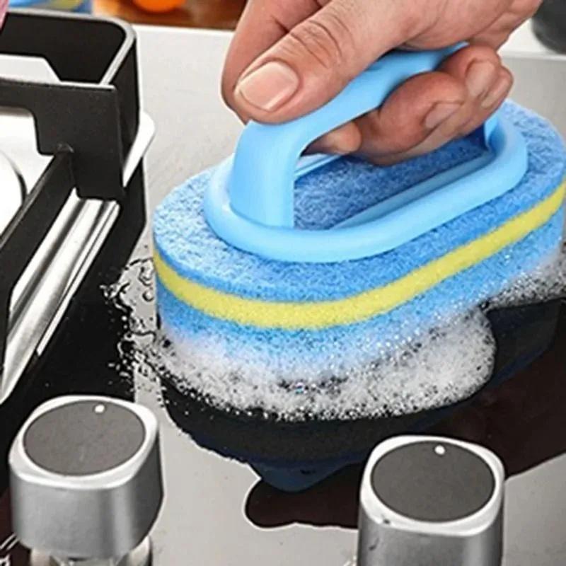 2Pcs Flexible Plastic Sponge Cleaning Fibre Cotton Bathroom Bathtub Brush With Handle