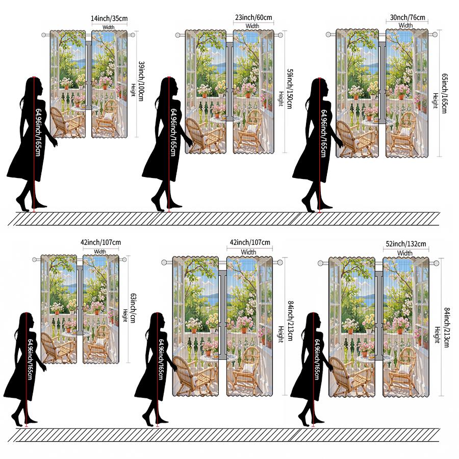 2pcs- Landscape printed curtains   pole bag curtains   Christmas decorations   home decorations   room decorations