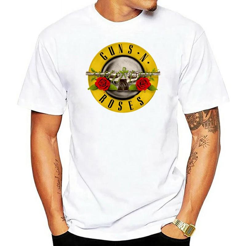 T-Shirt Tee-shirt Homme Tops Men Cotton T Shirt Summer Tshirt Guns N Roses Bullet Logo Black Men'S Graphic