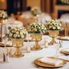 Iron Flower Urn with Fluted Detailing and Wide Raised Base for Wedding Centerpieces and Tabletop Arrangement Displays