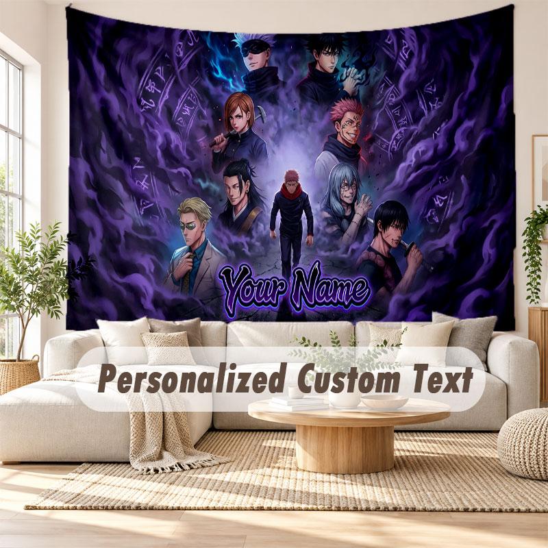 Custom Name Wall Hanging Tapestry,Jujutsu Kaisen Decorative Backdrop Tapestry For Dorm Home