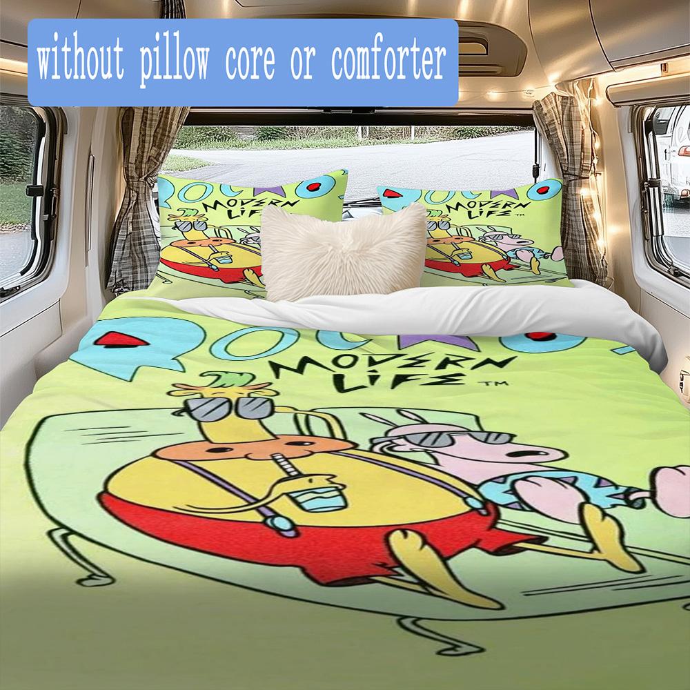 Rocko's Modern Life Pattern Bedding,Quilt Set Quilt Cover Pillowcase Home Birthday Gift (1*duvet cover+2*pillowcase,without core)XSJT0917413
