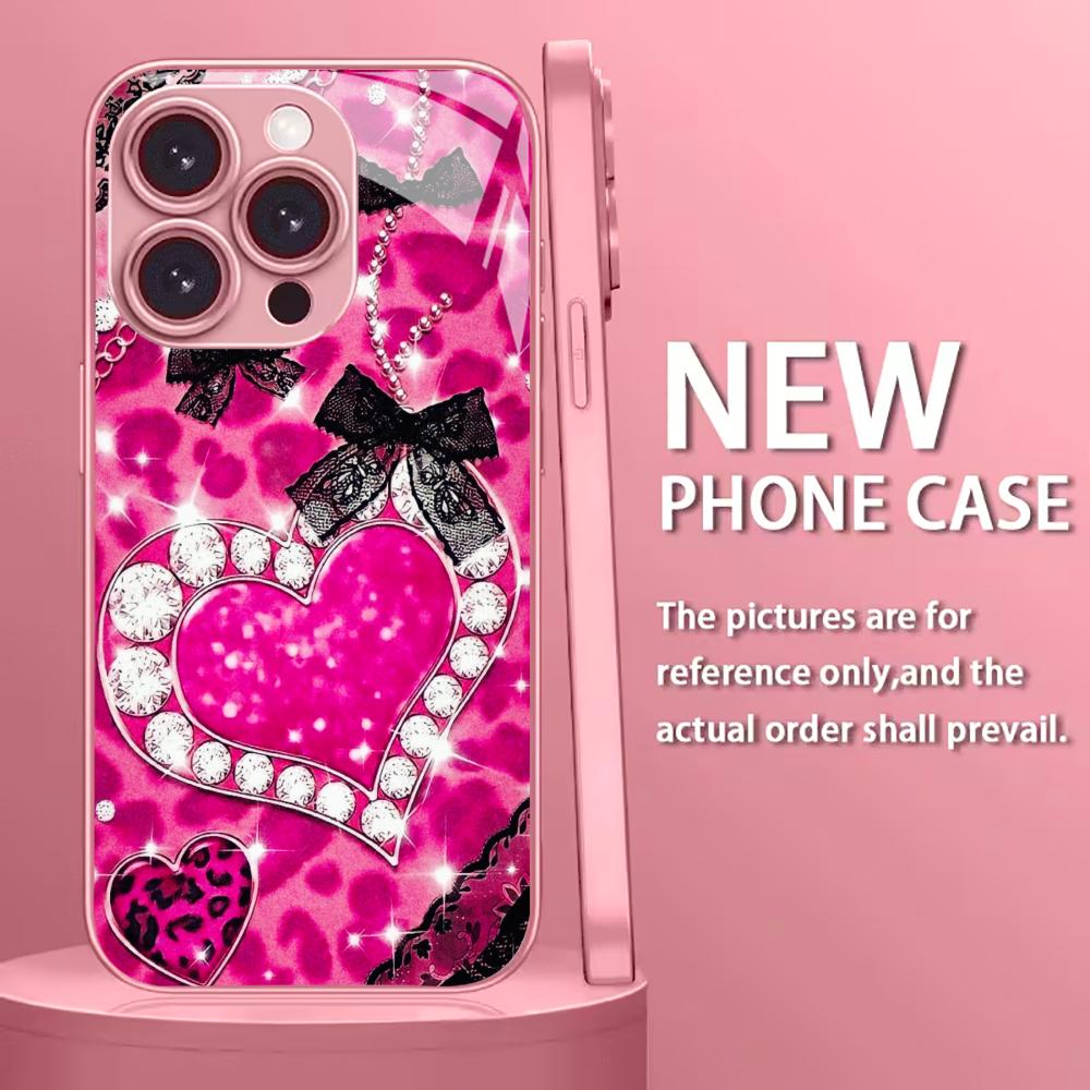 Diamond Love Madam Protect PhoneCase Glass PhoneCase for iPhone 17 16 15 14 13 12 11pm Pro Plus Dropresistant Cellphone Female