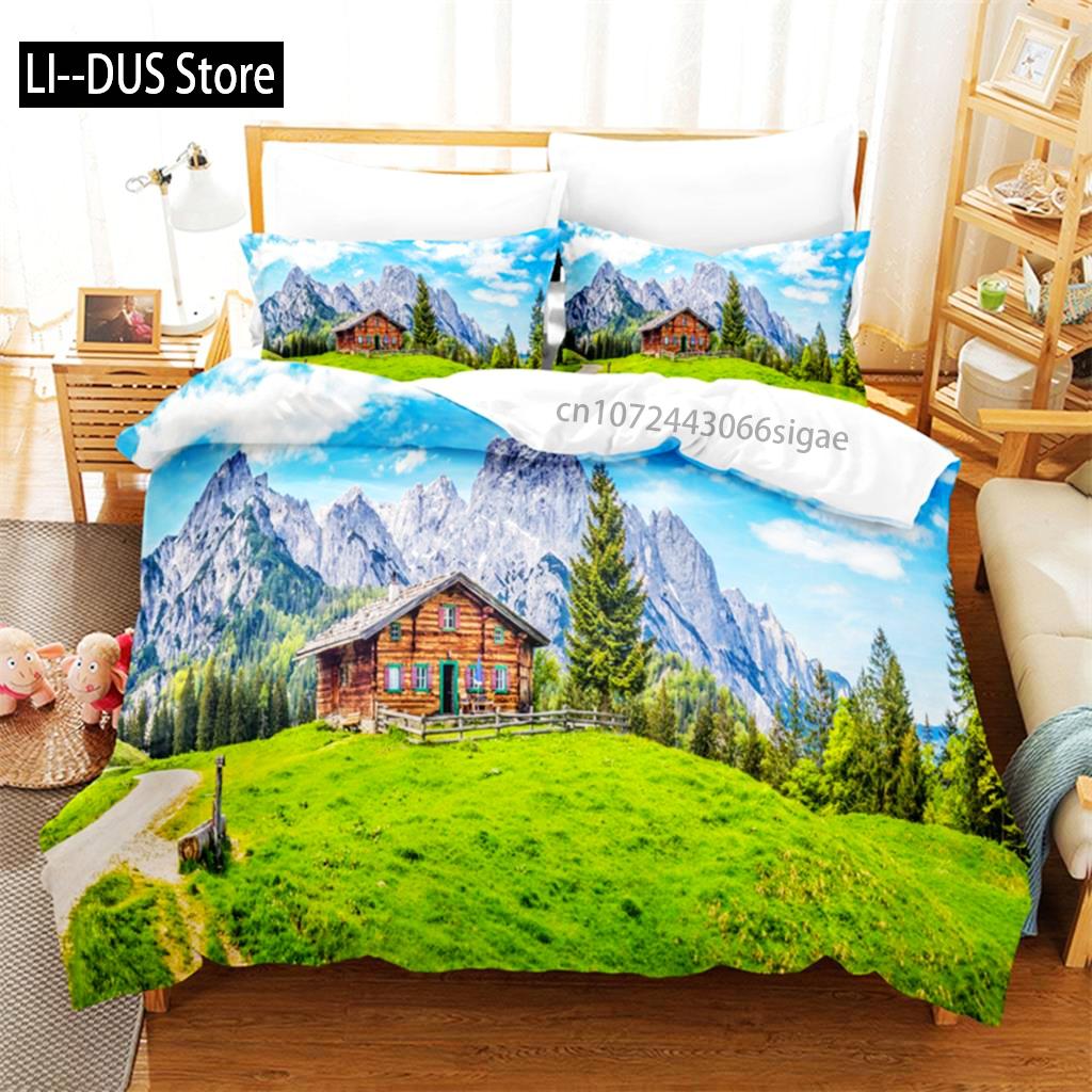Schöne Landschaft Bettwäsche Set Bettbezug Set 3D Bettwäsche Digitaldruck Queen Size Bettwäsche Sets Mode Design