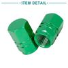 ACROPIX Car Tire Stem Valve Cap Tire Cap Wheel Valve Cover Tire Cap Hexagon Dustproof Aluminum Alloy Green 4pcs
