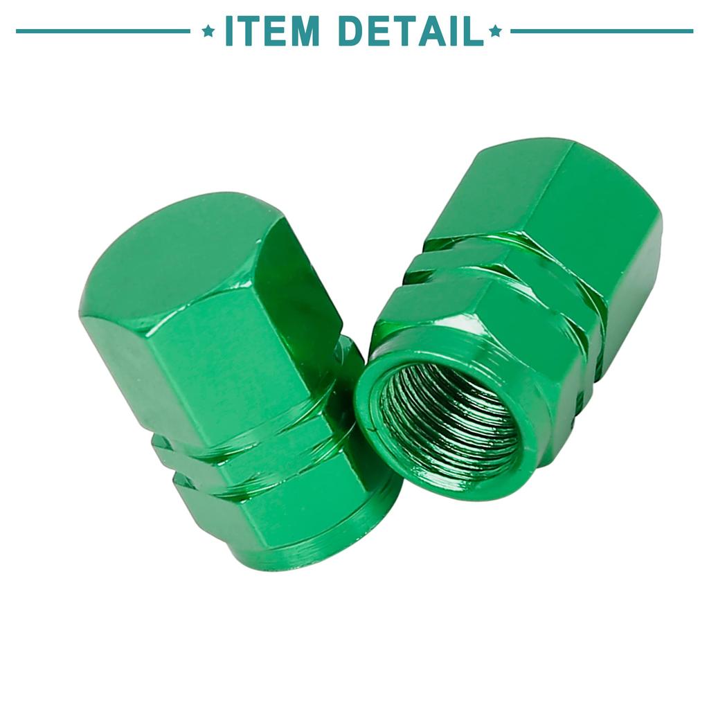 ACROPIX Car Tire Stem Valve Cap Tire Cap Wheel Valve Cover Tire Cap Hexagon Dustproof Aluminum Alloy Green 4pcs