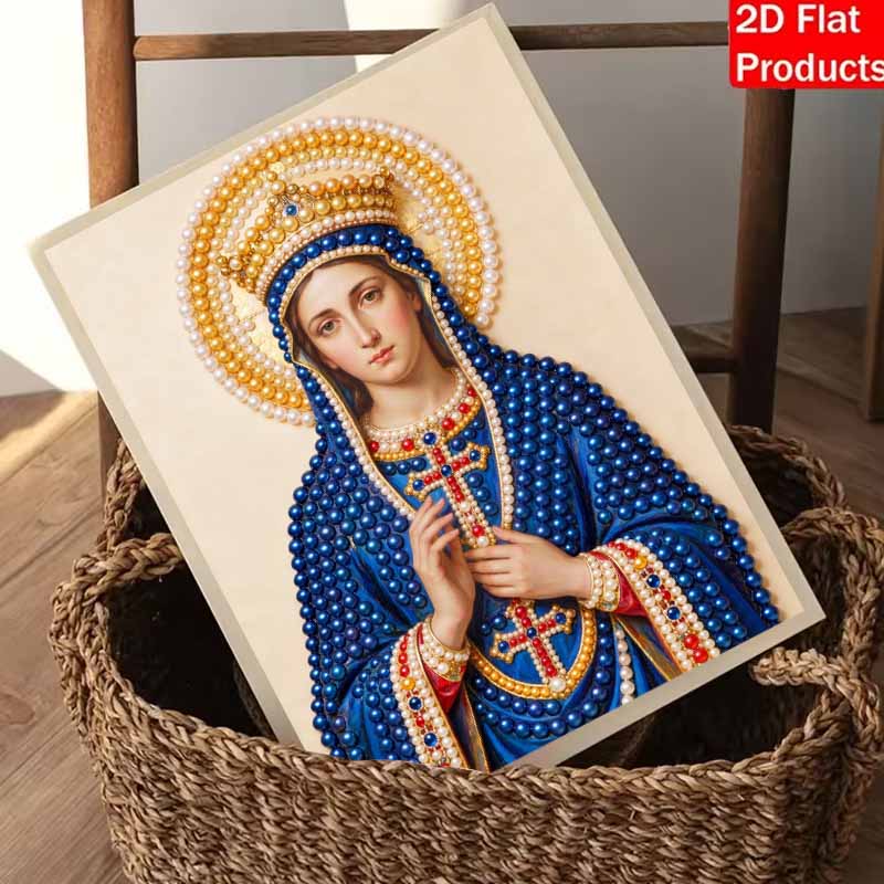 DIY 3D Pearl Diamond Painting Art Set Virgin Mary Catholic Religious Home Decor Art Set Wall Art