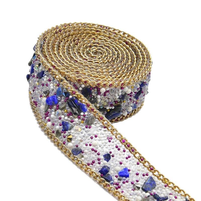 652F 1.1Yard Rhinestones Ribbon for Crafting Embellishment Sparkling Rhinestones Ribbon for Birthday Wedding Cake Decoration
