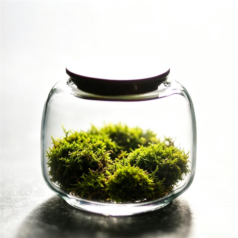 Moss Micro Landscape Small Glass Bottle with Lid Plant Terrarium Jar Vase Container Home Green Plant Decor