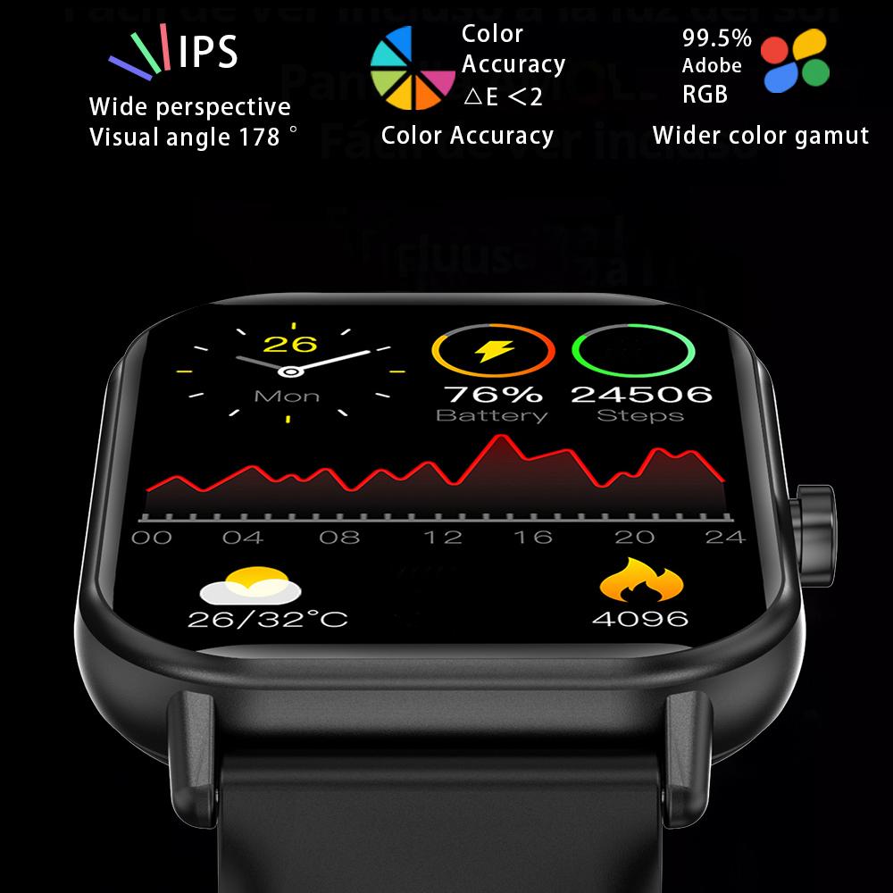 Men's/Women's Smart Watch, QTLLBT Heart Rate, Sleep Monitoring, Waterproof Smart Watch, Pedometer, with Wireless Call and Message Reminder